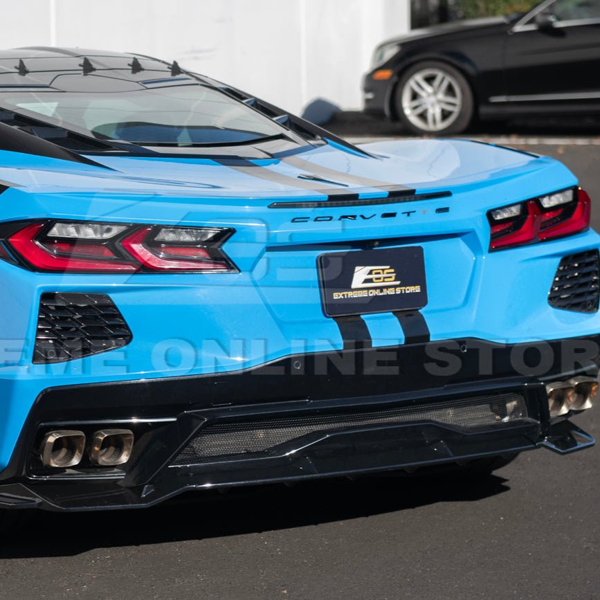 Chevrolet Corvette C8 Performance Style Matte Black Rear Diffuser Lip Winglet Kit 2020-2026