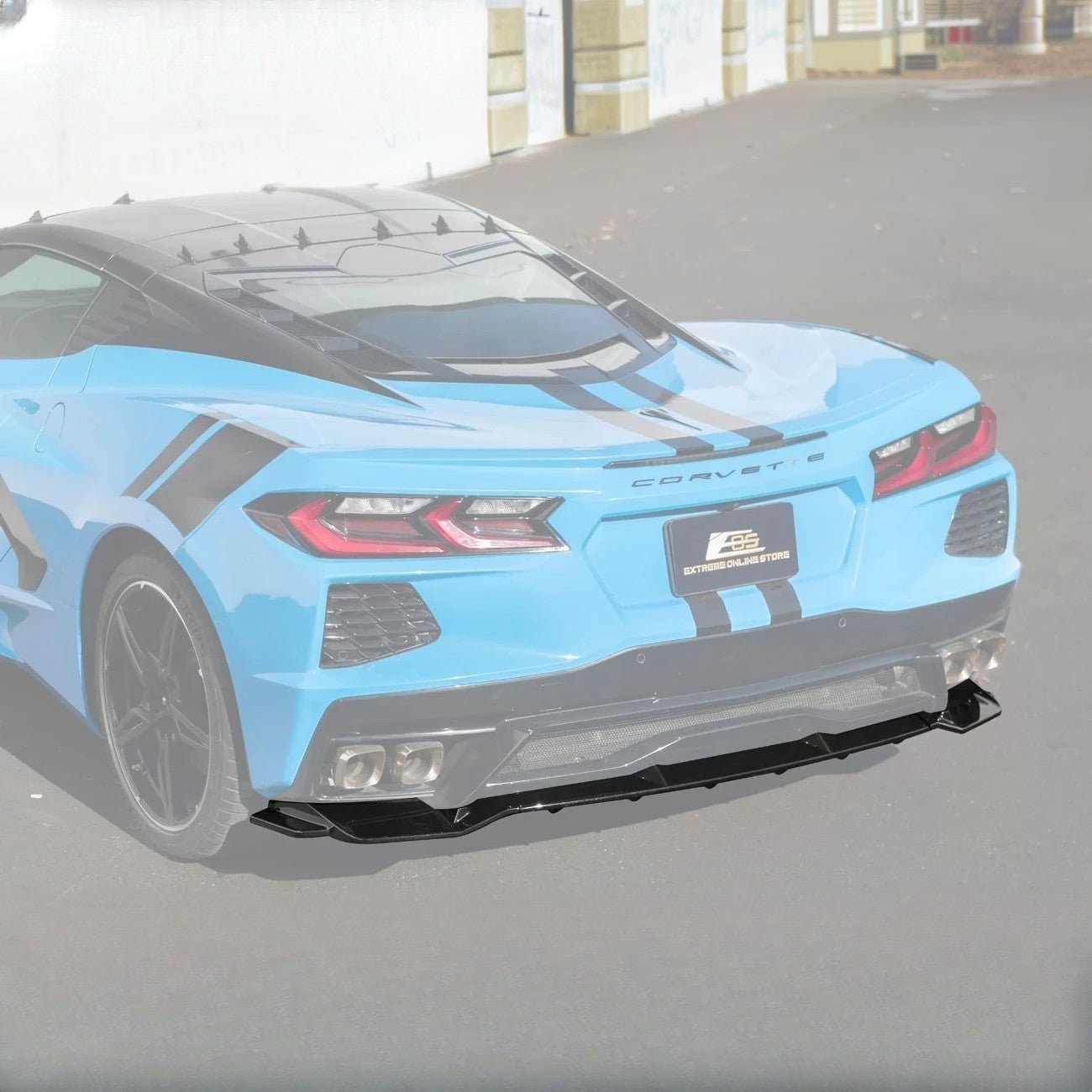 Chevrolet Corvette C8 Performance Style Matte Black Rear Diffuser Lip Winglet Kit 2020-2026