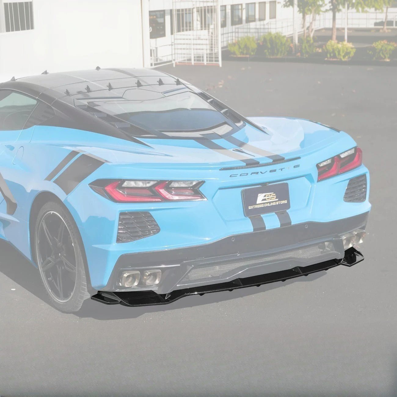 Chevrolet Corvette C8 Performance Style Matte Black Rear Diffuser Lip Winglet Kit 2020-2026