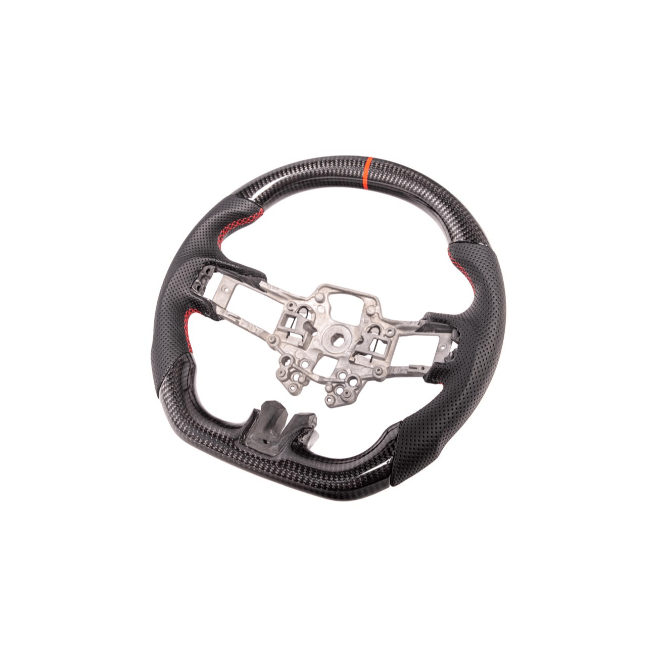 Mustang S550 Black Leather Red Stitching Carbon Fiber Steering Wheel 2015-2023