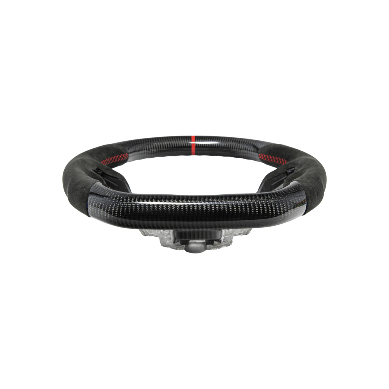 Mustang S550 Black Leather Red Stitching Carbon Fiber Steering Wheel 2015-2023
