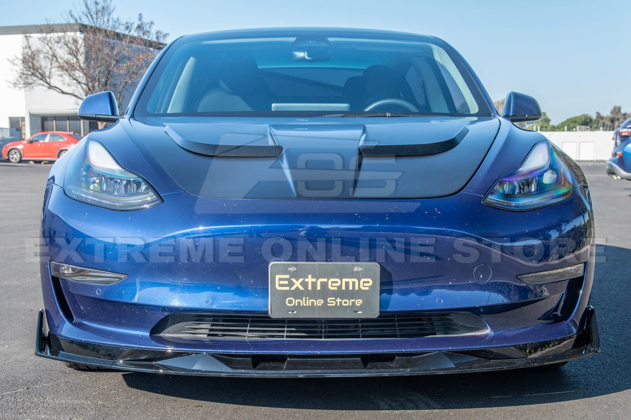 Tesla Model 3 Track Style Gloss Black Front Splitter 2017-2023