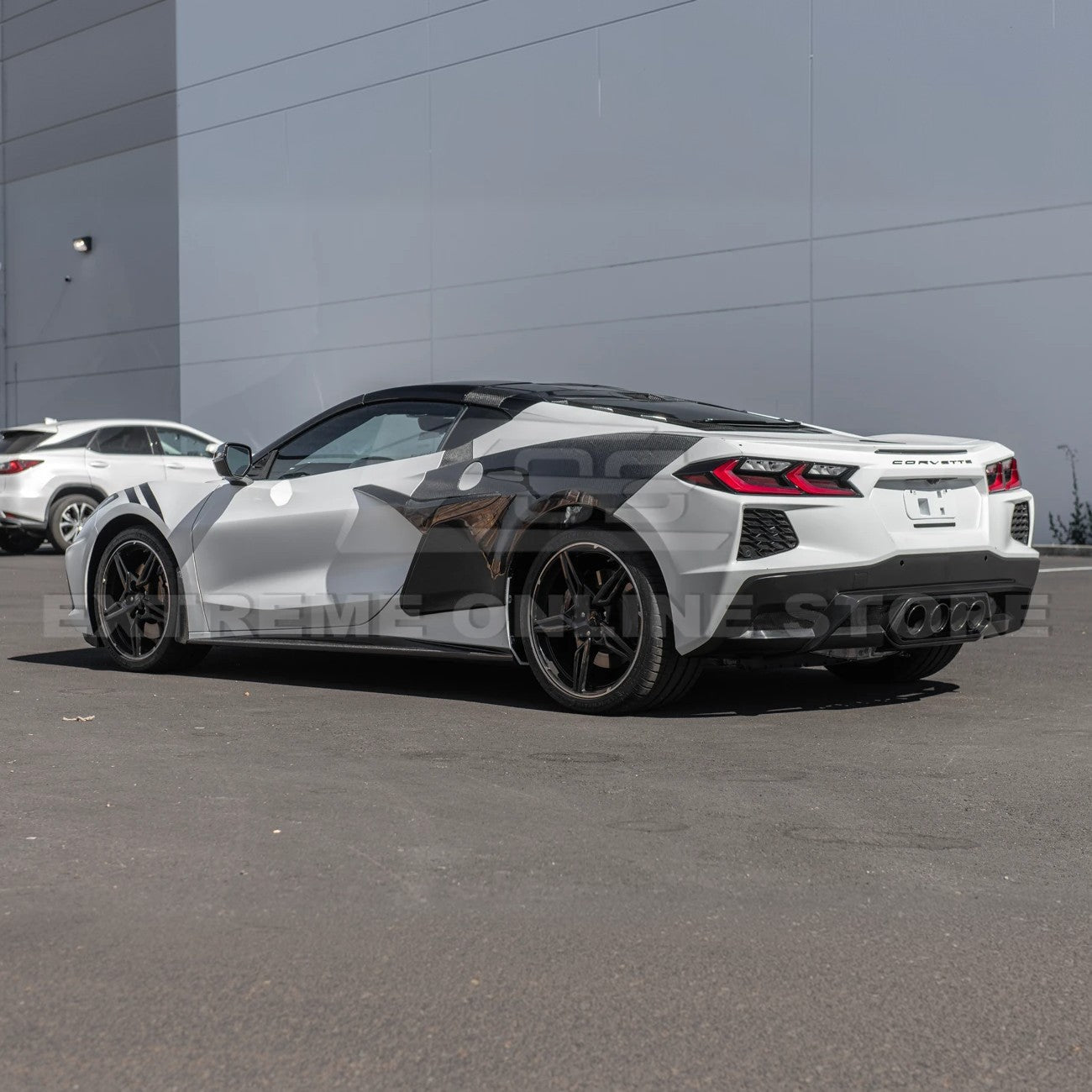 Chevrolet Corvette C8 Z06 Package Style Matte Black Rear Center Quad Exit Diffuser 2020-Up