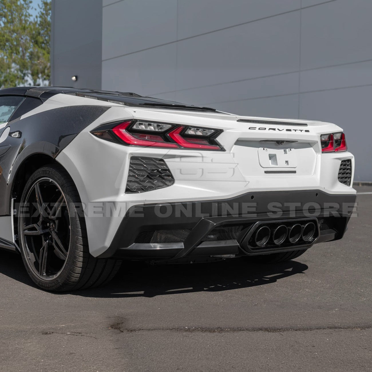 Chevrolet Corvette C8 Z06 Package Style Matte Black Rear Center Quad Exit Diffuser 2020-Up