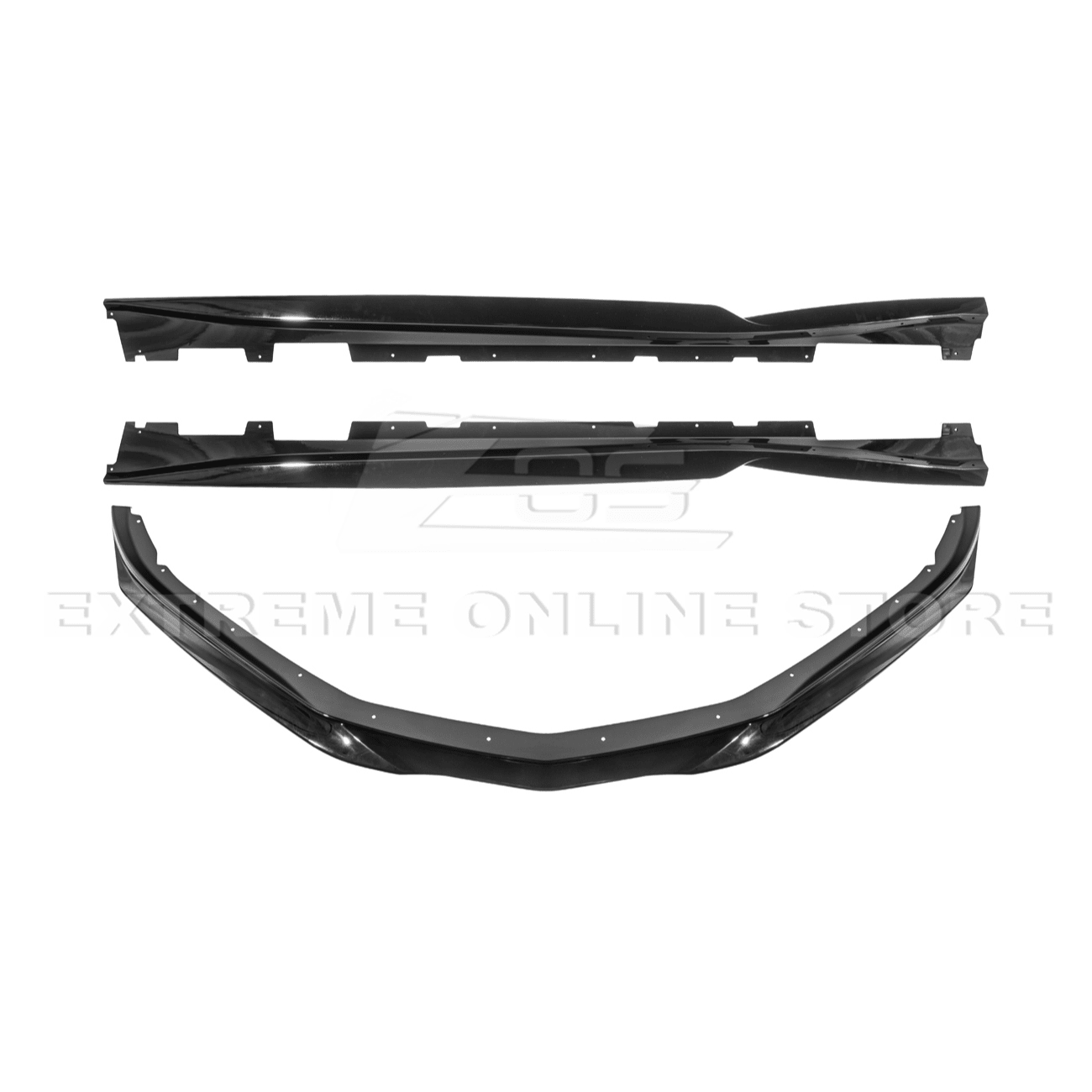 Chevrolet Camaro 6th Gen T6 Style Gloss Black Carbon Fiber Front Lip Splitter Side Skirts Kit 2019-2024