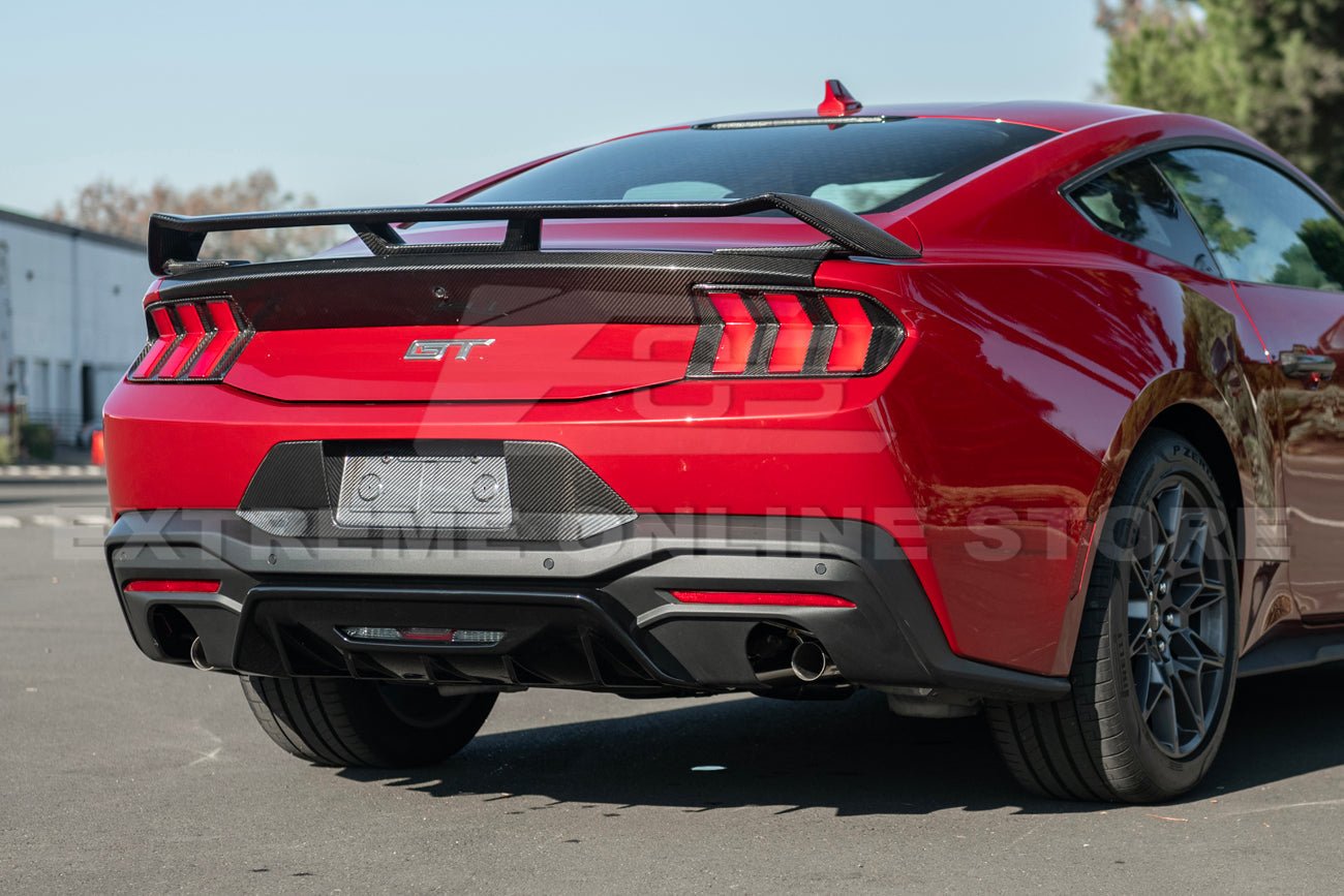 Ford Mustang S650 Performance Style Dry Carbon Fiber Rear Finned Bumper Diffuser 2024-Up