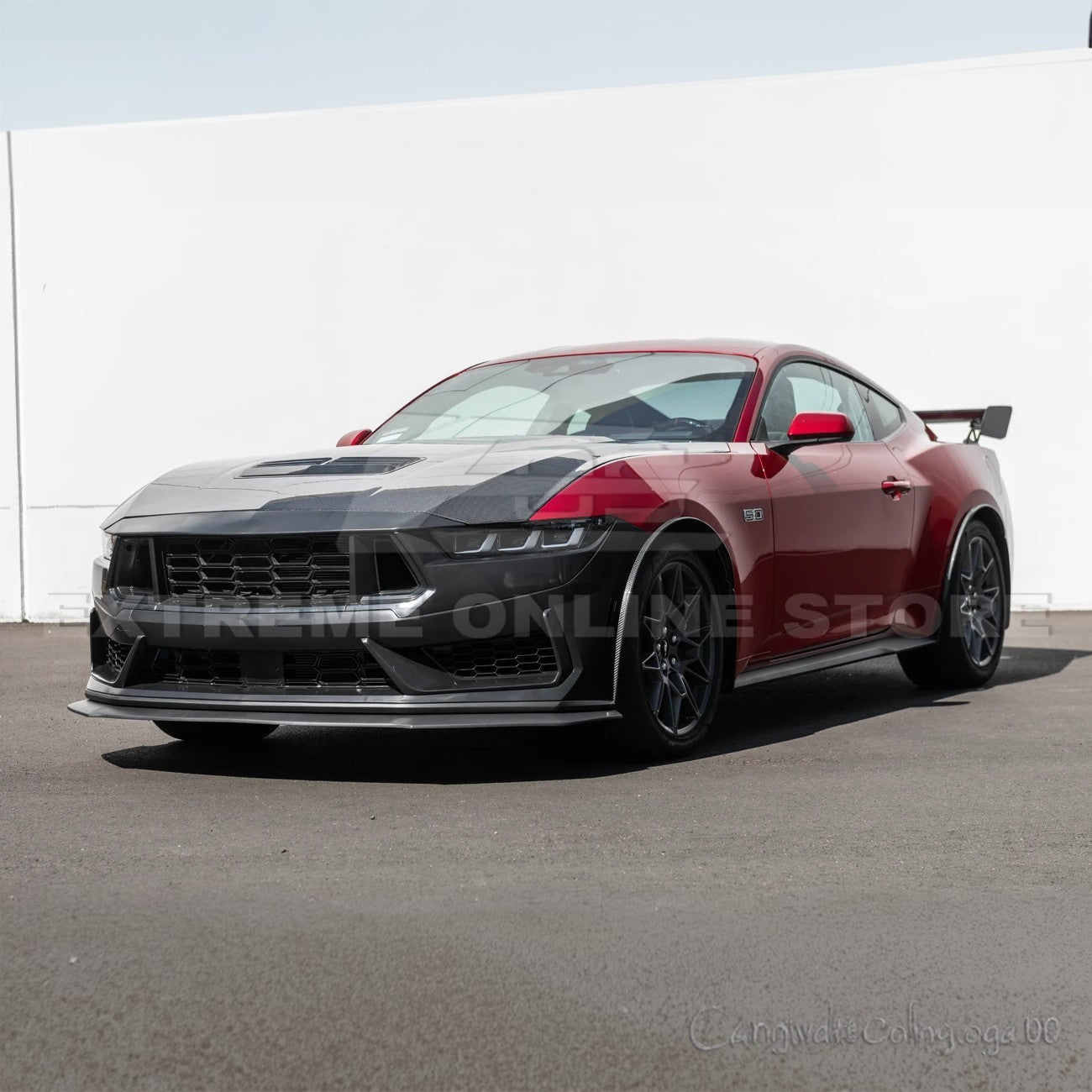 Ford Mustang S650 Dark Horse Style Primed Black Front Bumper Conversion Kit 2024-Up