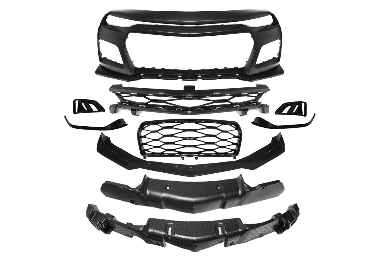 Chevrolet Camaro 6th Gen ZL1 Style Primed Black Front Bumper Kit 2016-2018