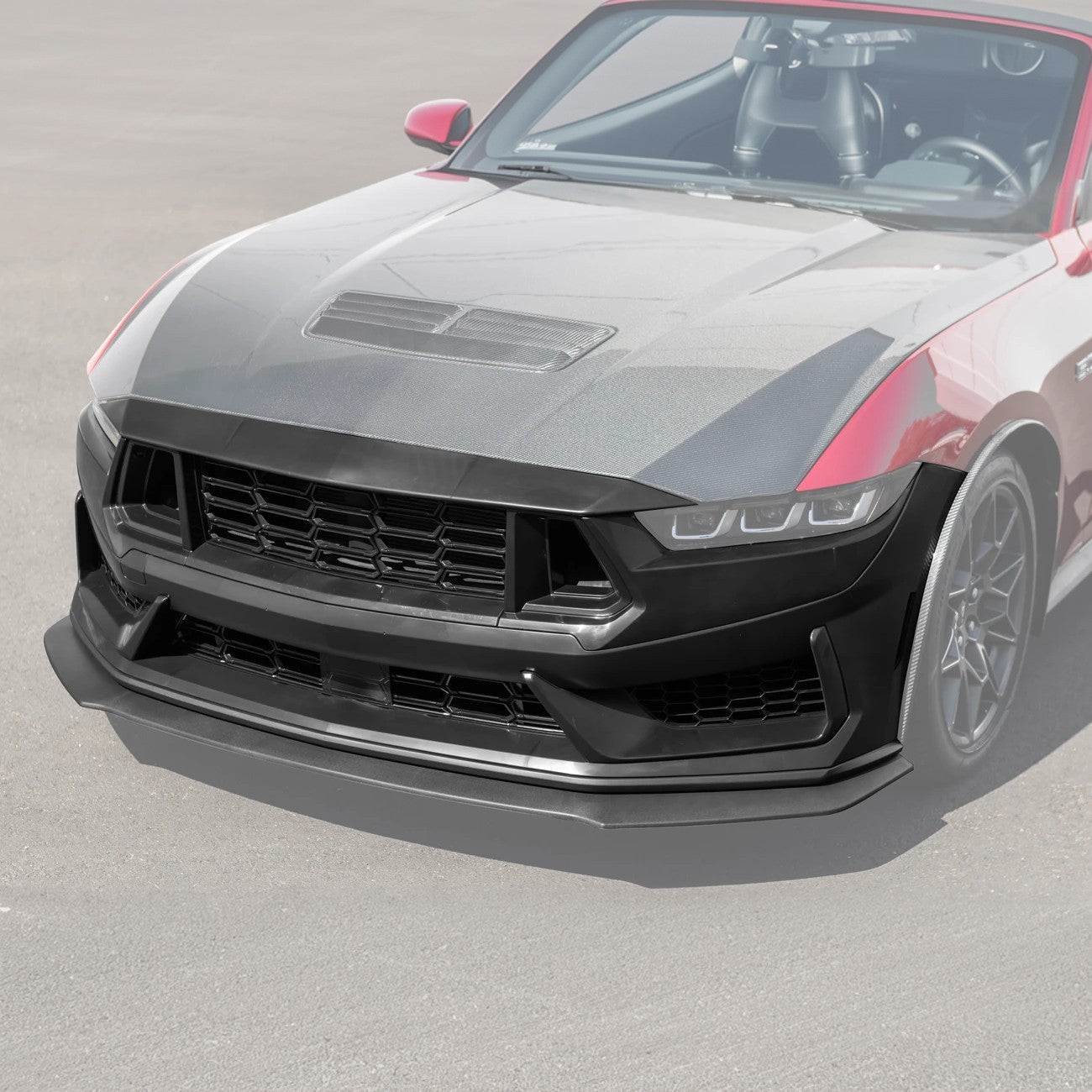 Ford Mustang S650 Dark Horse Style Primed Black Front Bumper Conversion Kit 2024-Up