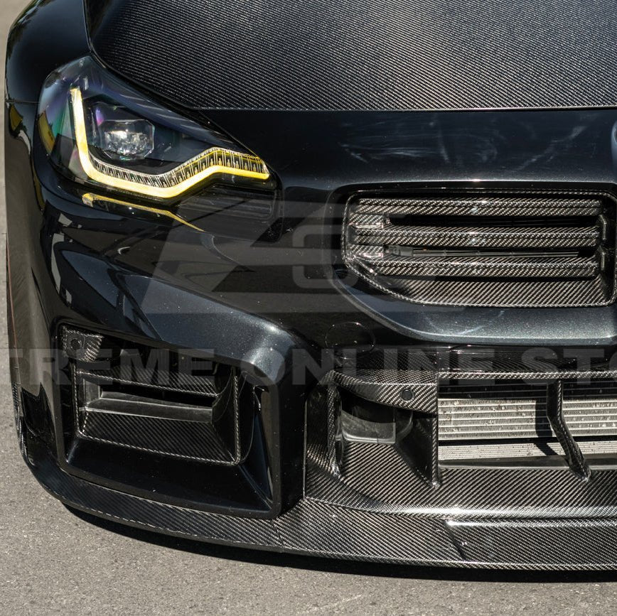 BMW G87 M2 TR Style 3PCS Dry Carbon Fiber Front Bumper Splitter Lip 2023-Up