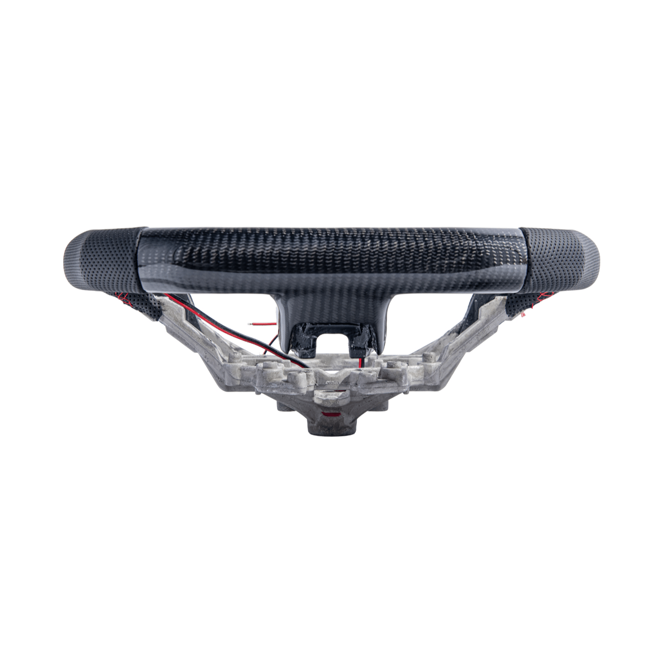 Mustang S550 Black Leather Red Stitching Carbon Fiber Steering Wheel 2015-2023