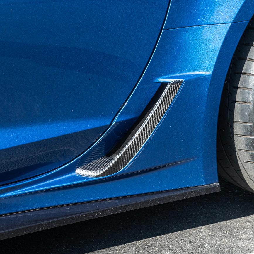 Chevrolet Corvette C7 Z06 ZR1 Grand Sport Dry Carbon Fiber Side Rocker Brake Scoop Vent Covers 2014-2019