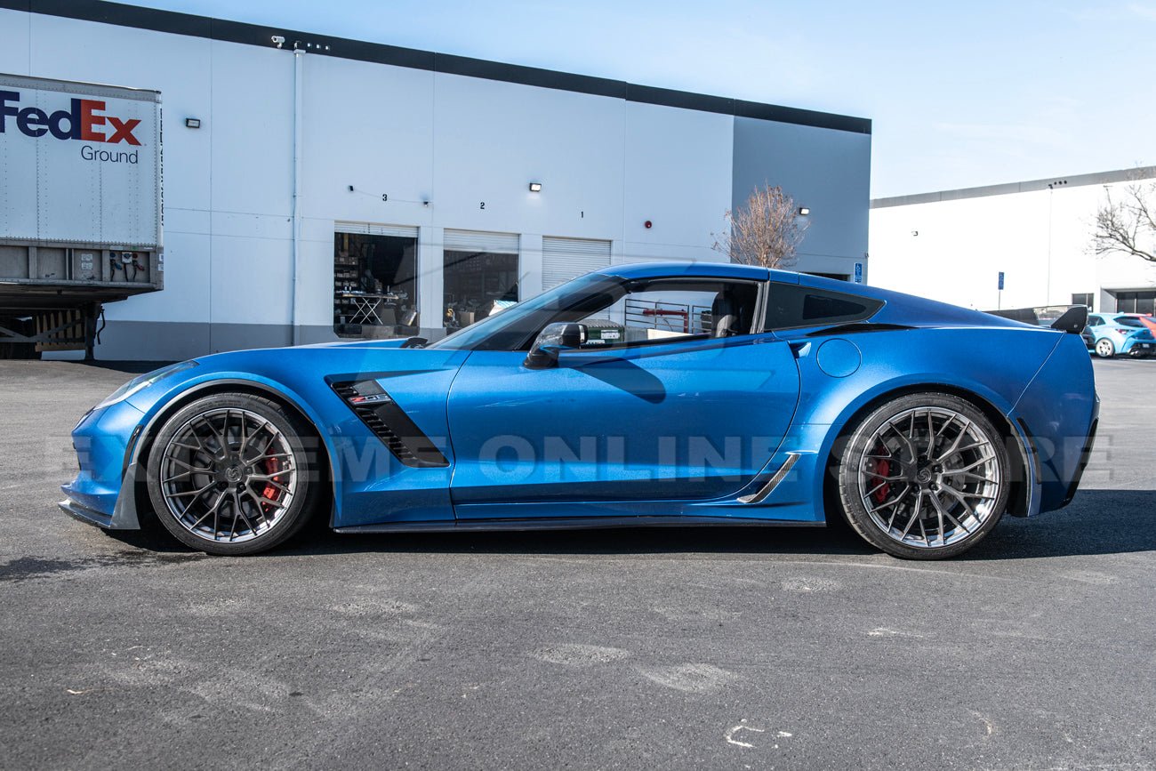 Chevrolet Corvette C7 Z06 ZR1 Grand Sport Dry Carbon Fiber Side Rocker Brake Scoop Vent Covers 2014-2019