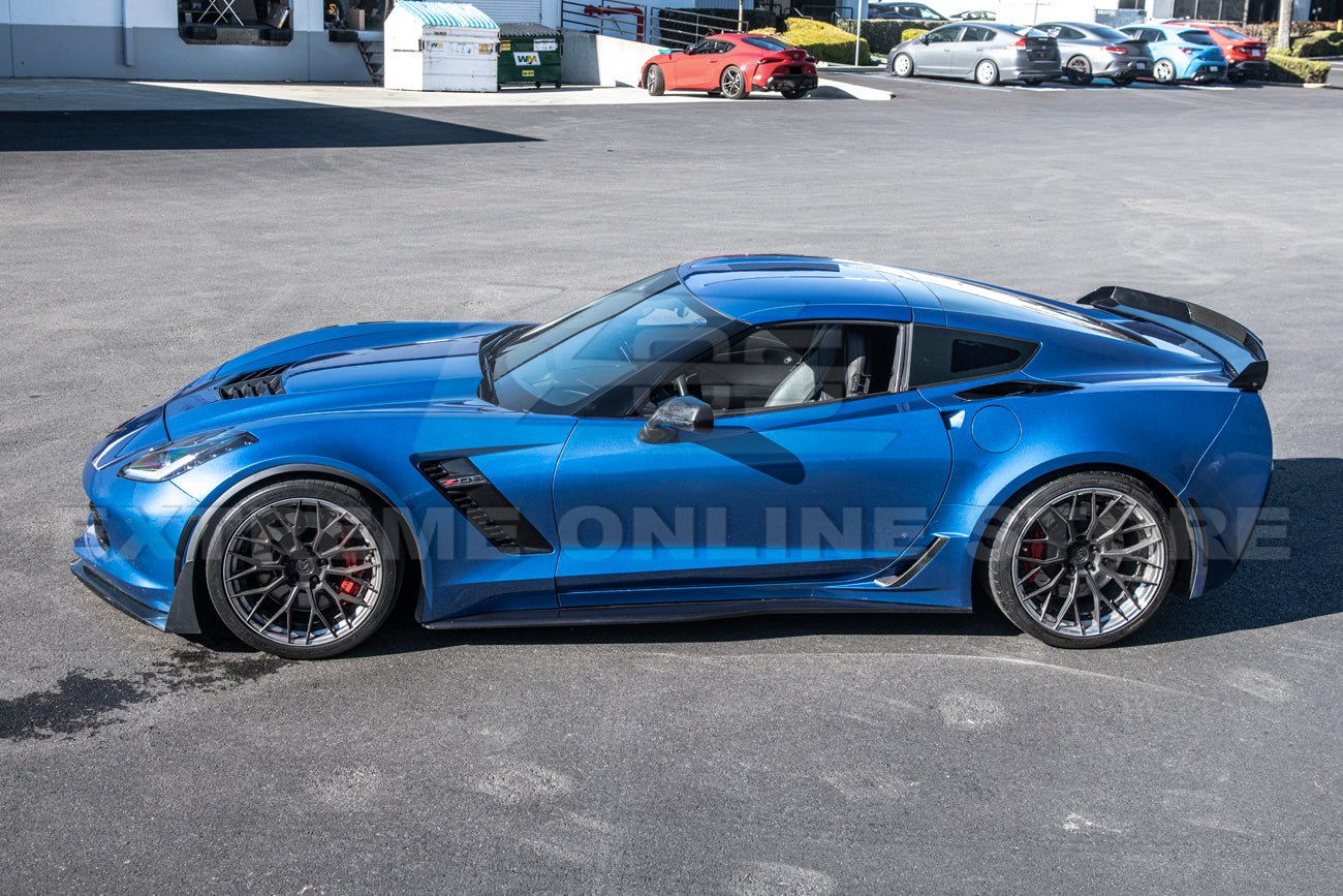 Chevrolet Corvette C7 Z06 ZR1 Grand Sport Dry Carbon Fiber Side Rocker Brake Scoop Vent Covers 2014-2019