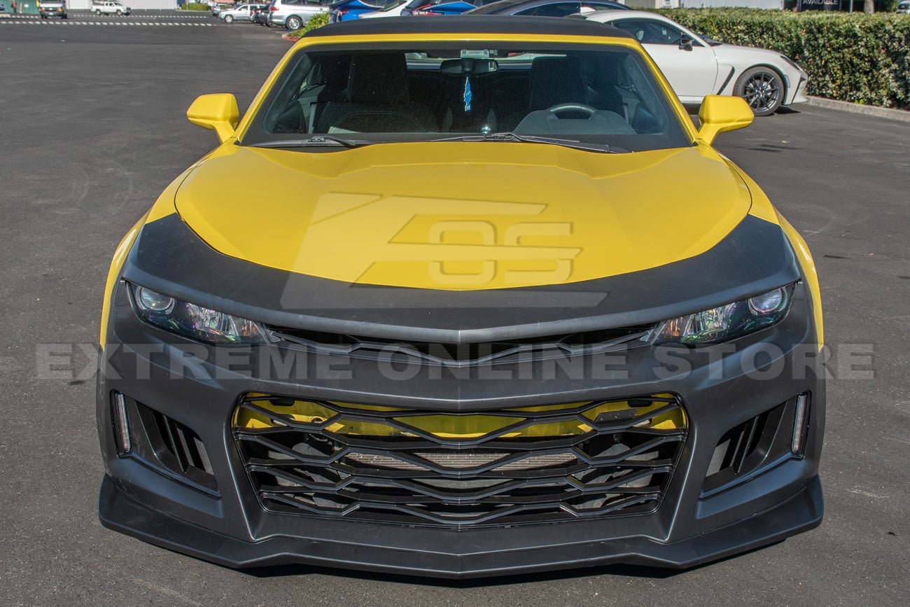Chevrolet Camaro 6th Gen ZL1 Style Primed Black Front Bumper Conversion Kit With DRL 2016-2018