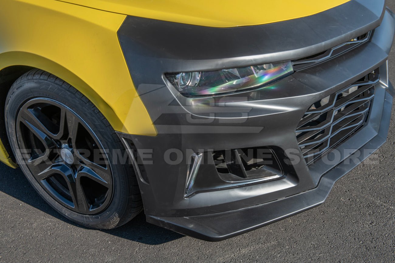 Chevrolet Camaro 6th Gen ZL1 Style Primed Black Front Bumper Conversion Kit With DRL 2016-2018