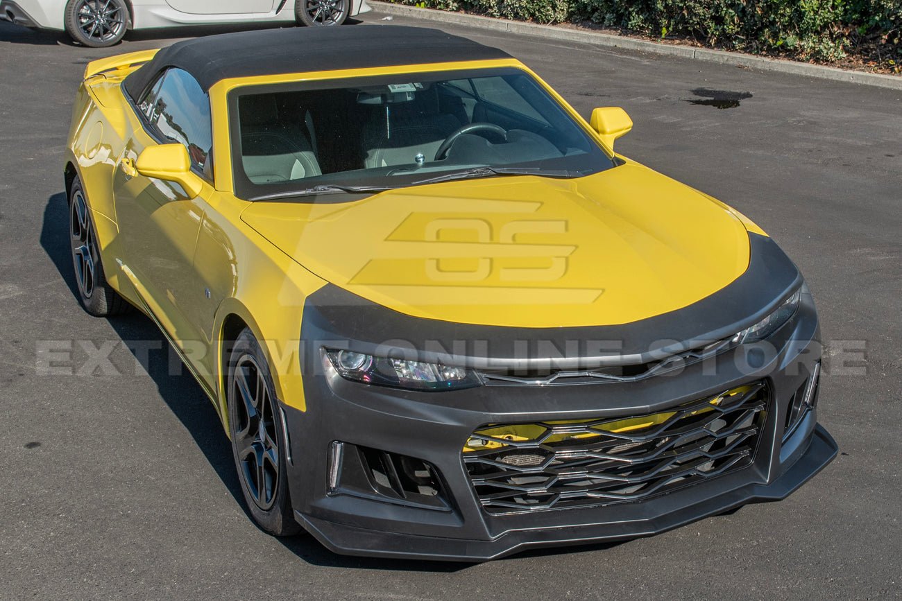 Chevrolet Camaro 6th Gen ZL1 Style Primed Black Front Bumper Conversion Kit With DRL 2016-2018