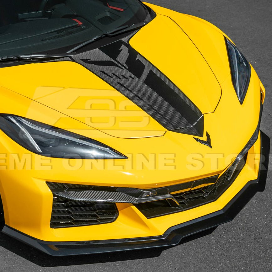 Chevrolet Corvette C8 Z06 Z07 Style Carbon Fiber Front Splitter and Canards Kit 2023-Up