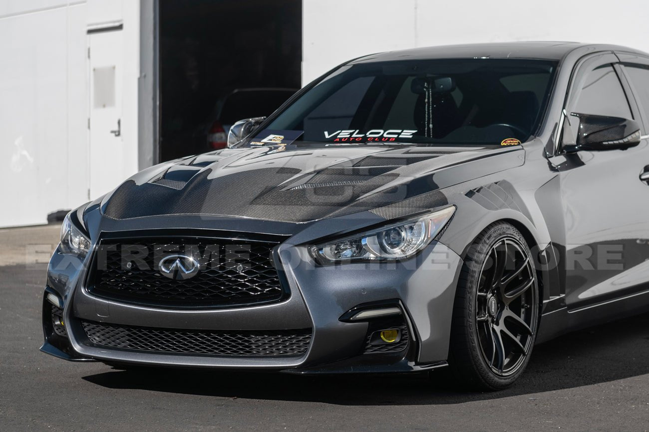Infiniti Q50 AMS Style Carbon Fiber Vented Hood JDM EPA Fender Kit 2014-Up