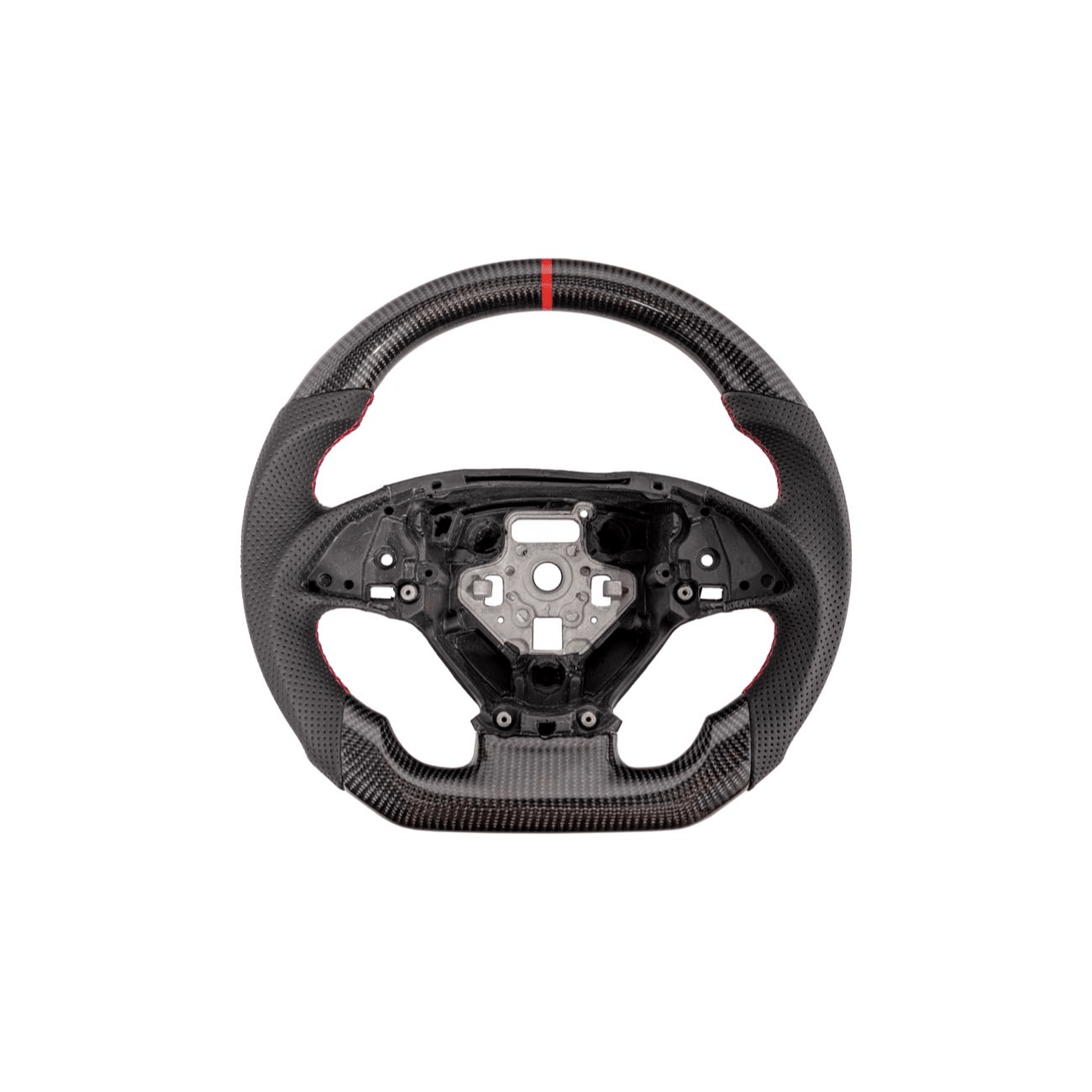 Corvette C7 Black Leather Red Stitching Carbon Fiber Steering Wheel 2014-2018