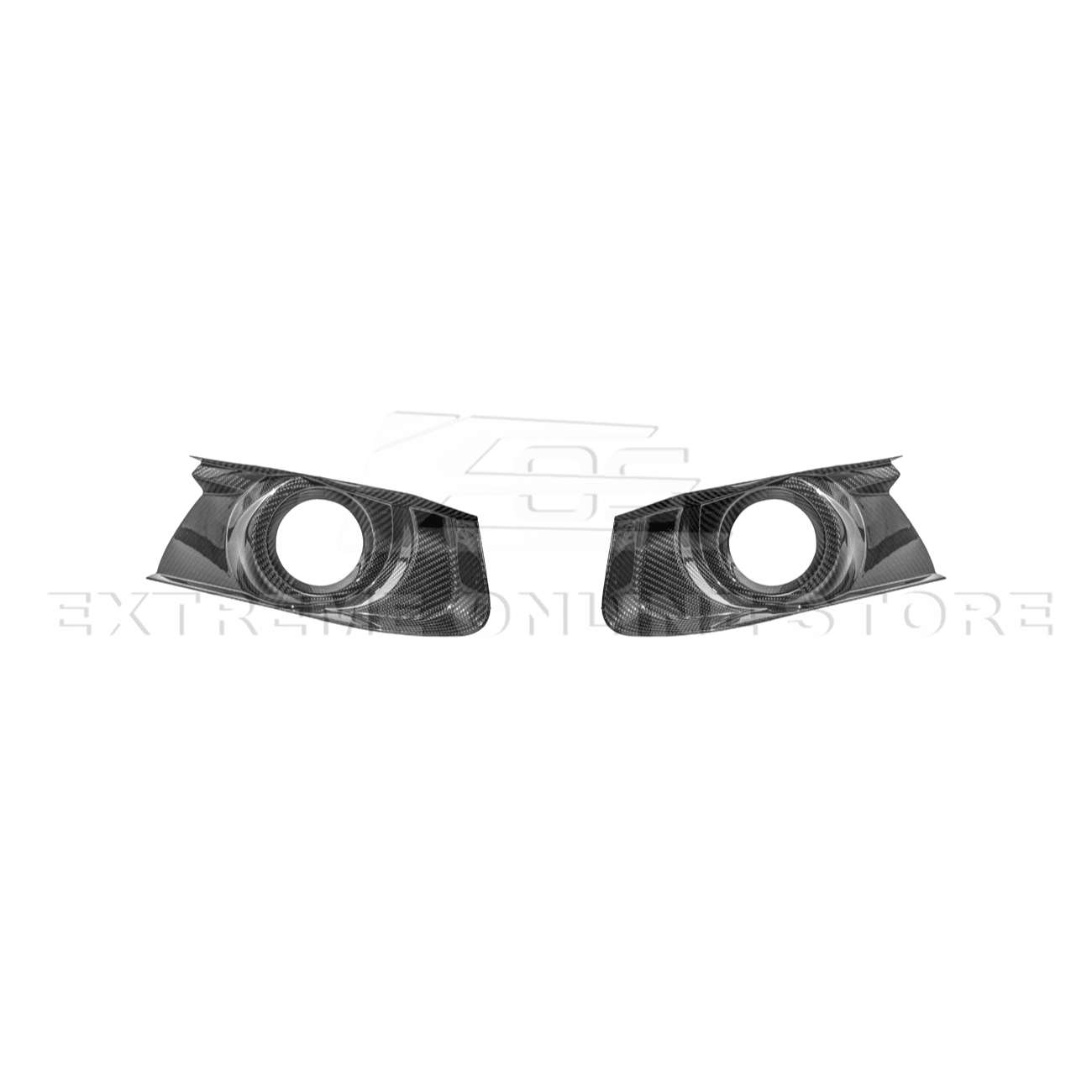 Ford Mustang S550 Dry Carbon Fiber Front Bumper Fog Light Bezel Cover Pair 2015-2017