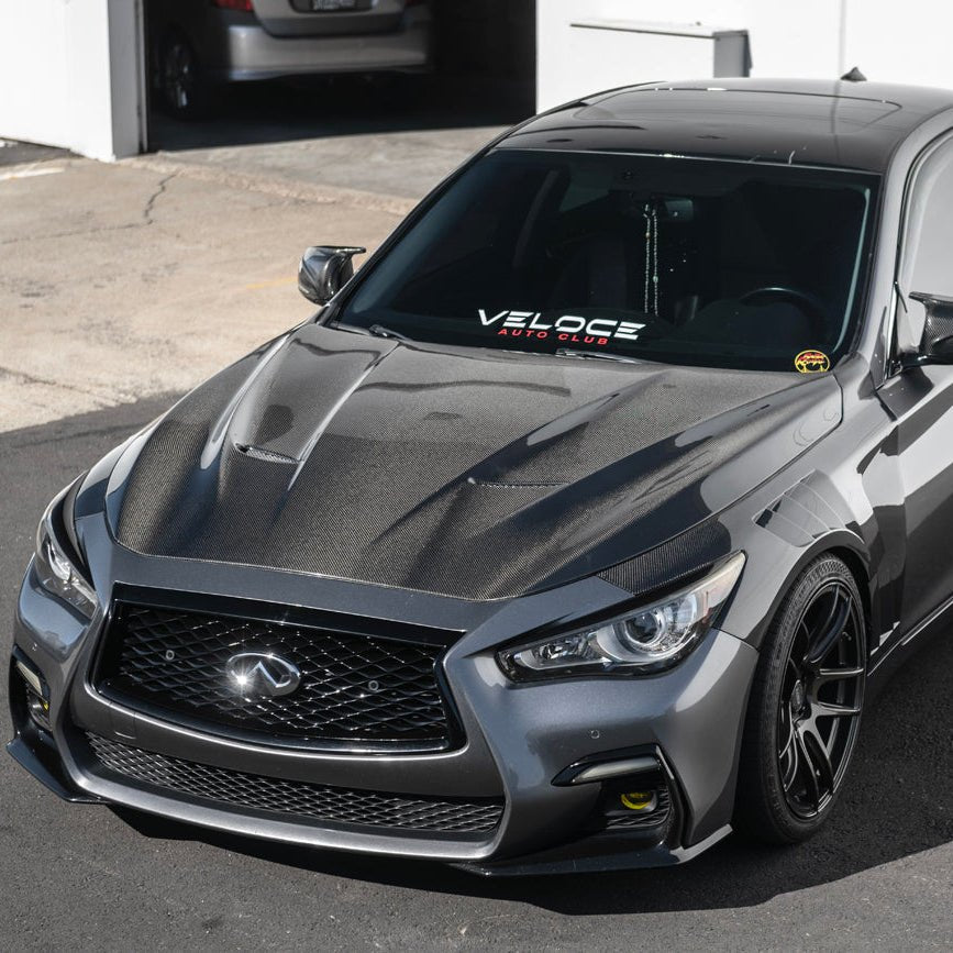 Infiniti Q50 V37 Performance Style Carbon Fiber Front Vented Hood 2014-Up