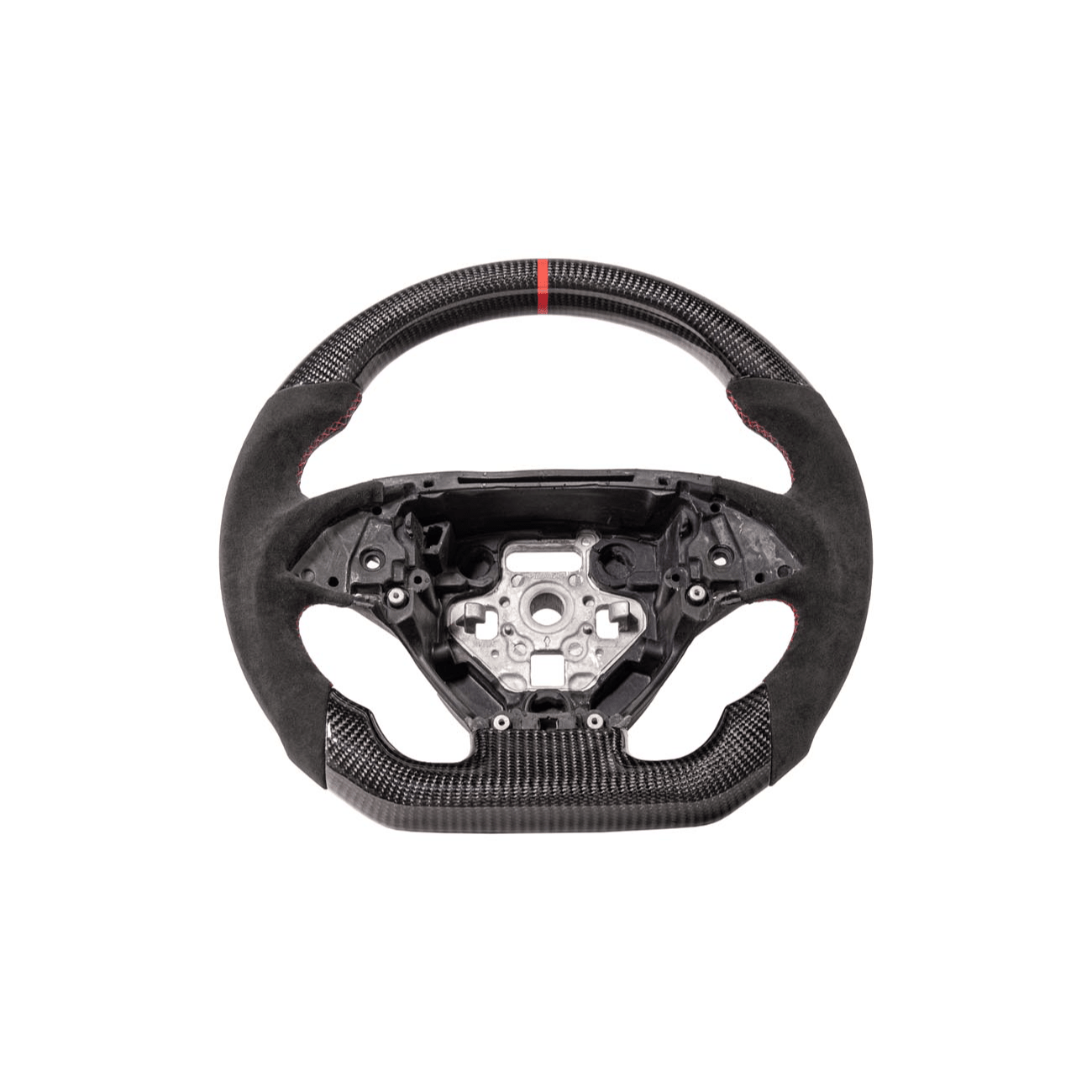 Corvette C7 Black Leather Red Stitching Carbon Fiber Steering Wheel 2014-2018