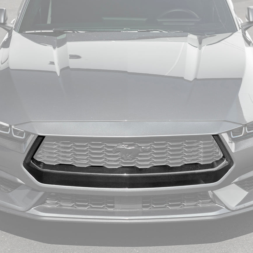 Ford Mustang S650 Factory Overlay Style Carbon Fiber Center Lower Grille Trim Frame 2024-Up