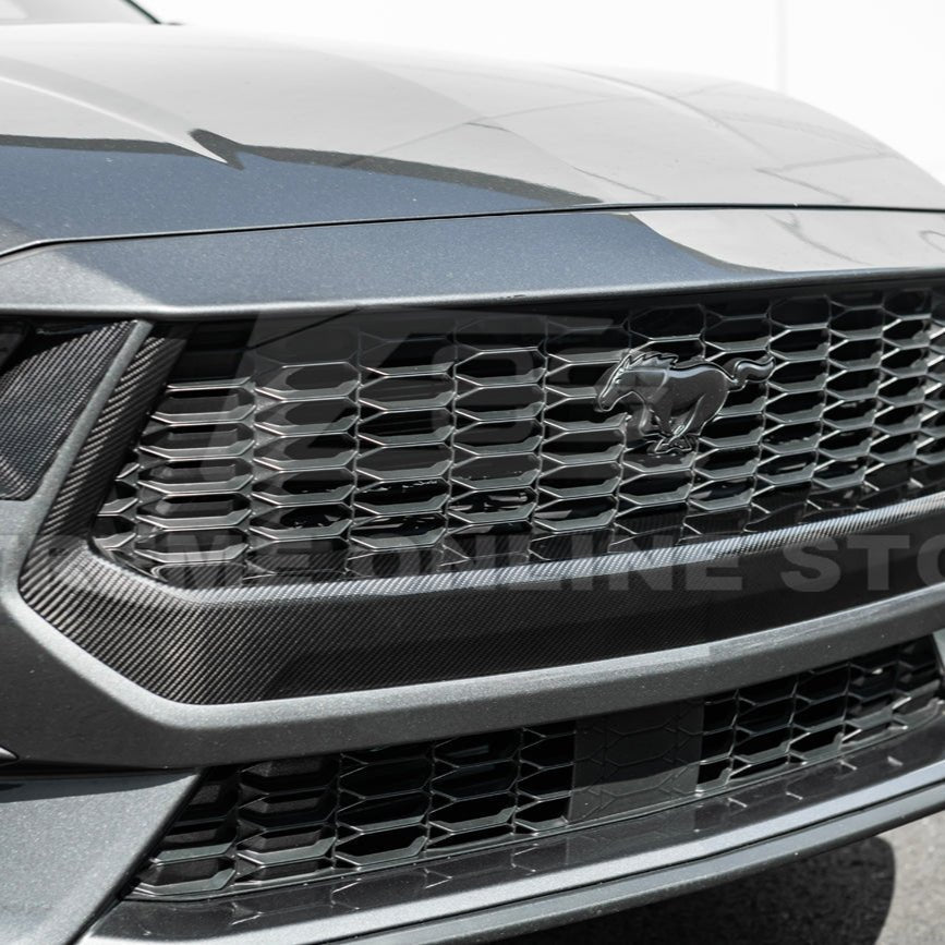 Ford Mustang S650 Factory Overlay Style Carbon Fiber Center Lower Grille Trim Frame 2024-Up