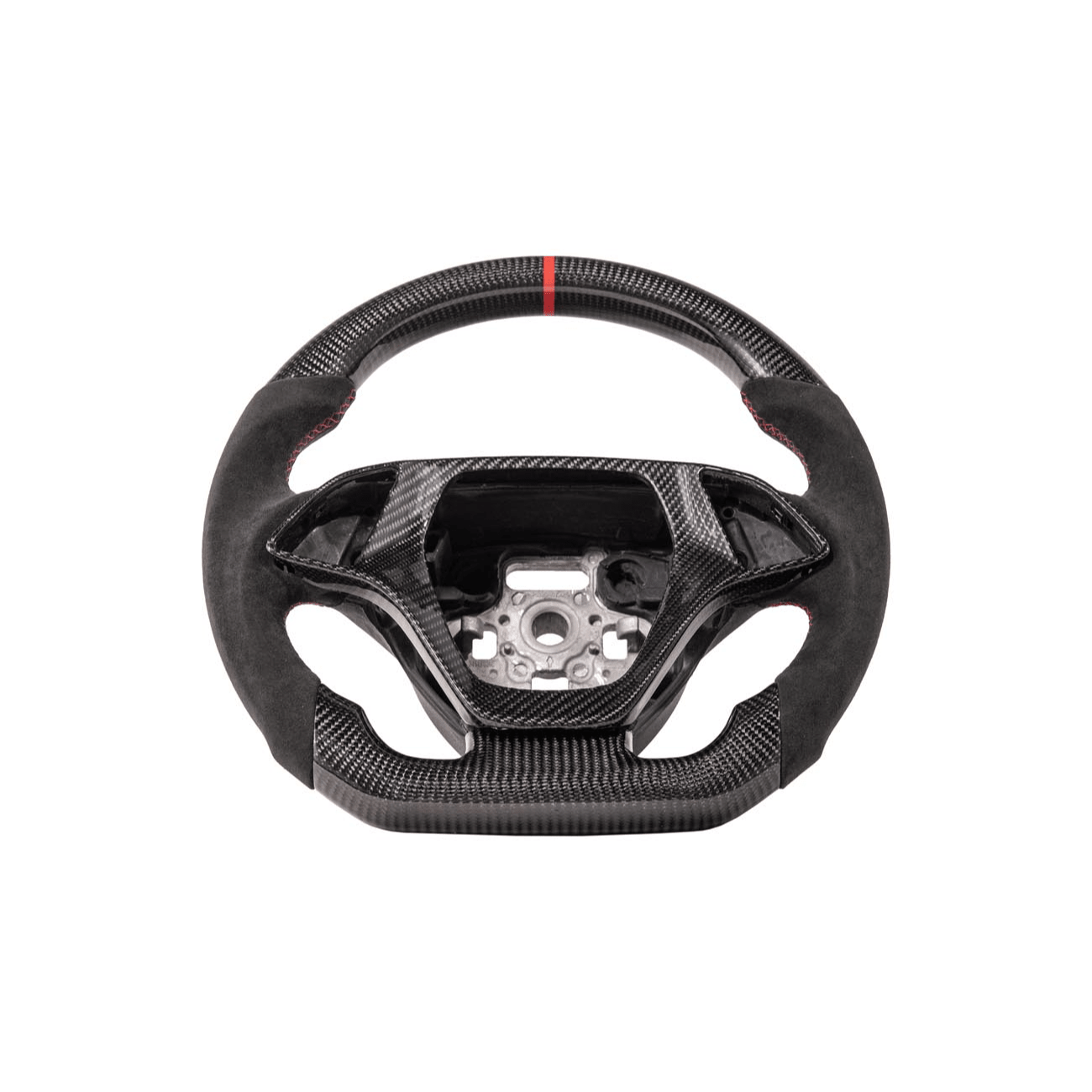 Corvette C7 Black Leather Red Stitching Carbon Fiber Steering Wheel 2014-2018