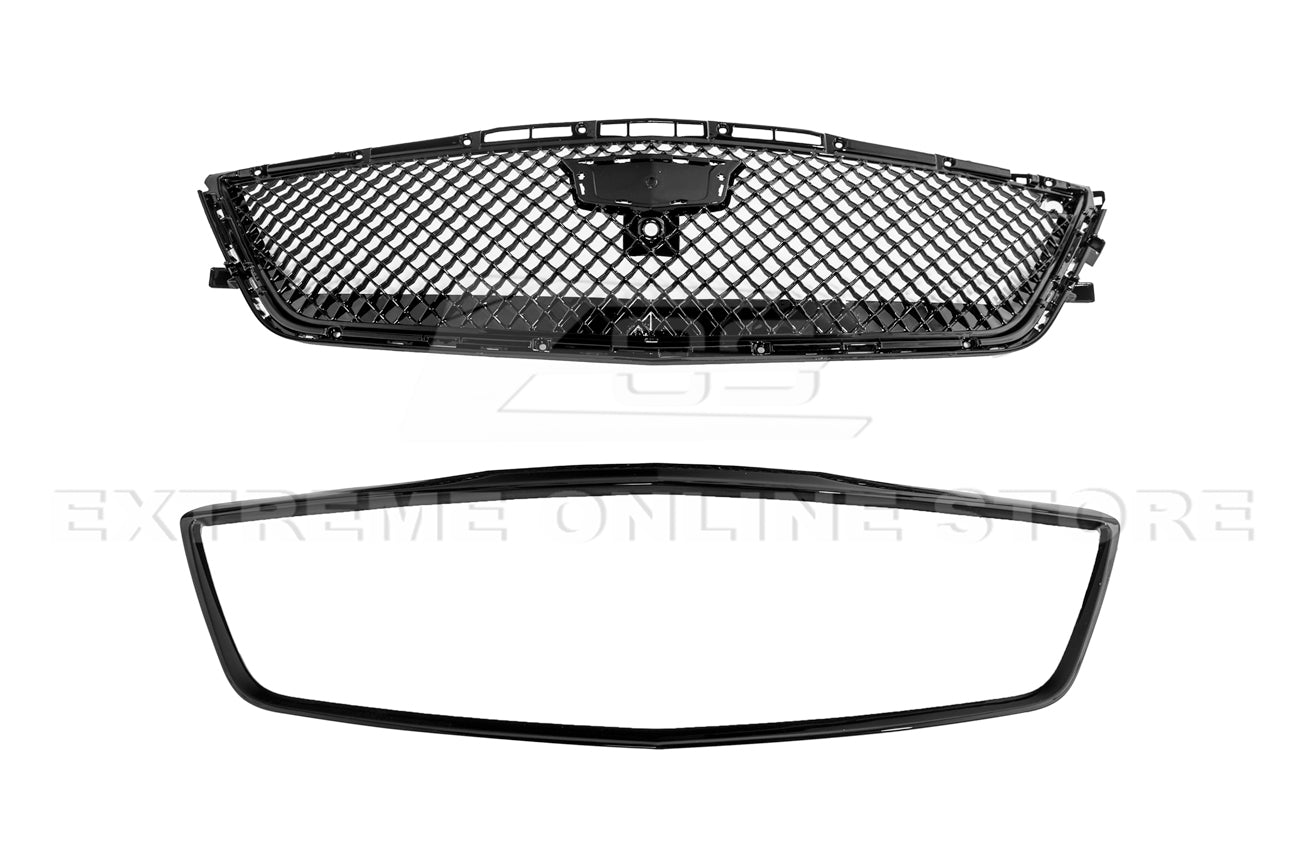 Cadillac CT6 Blackwing Style Front Bumper Grille Cover Gloss Black 2016-2020