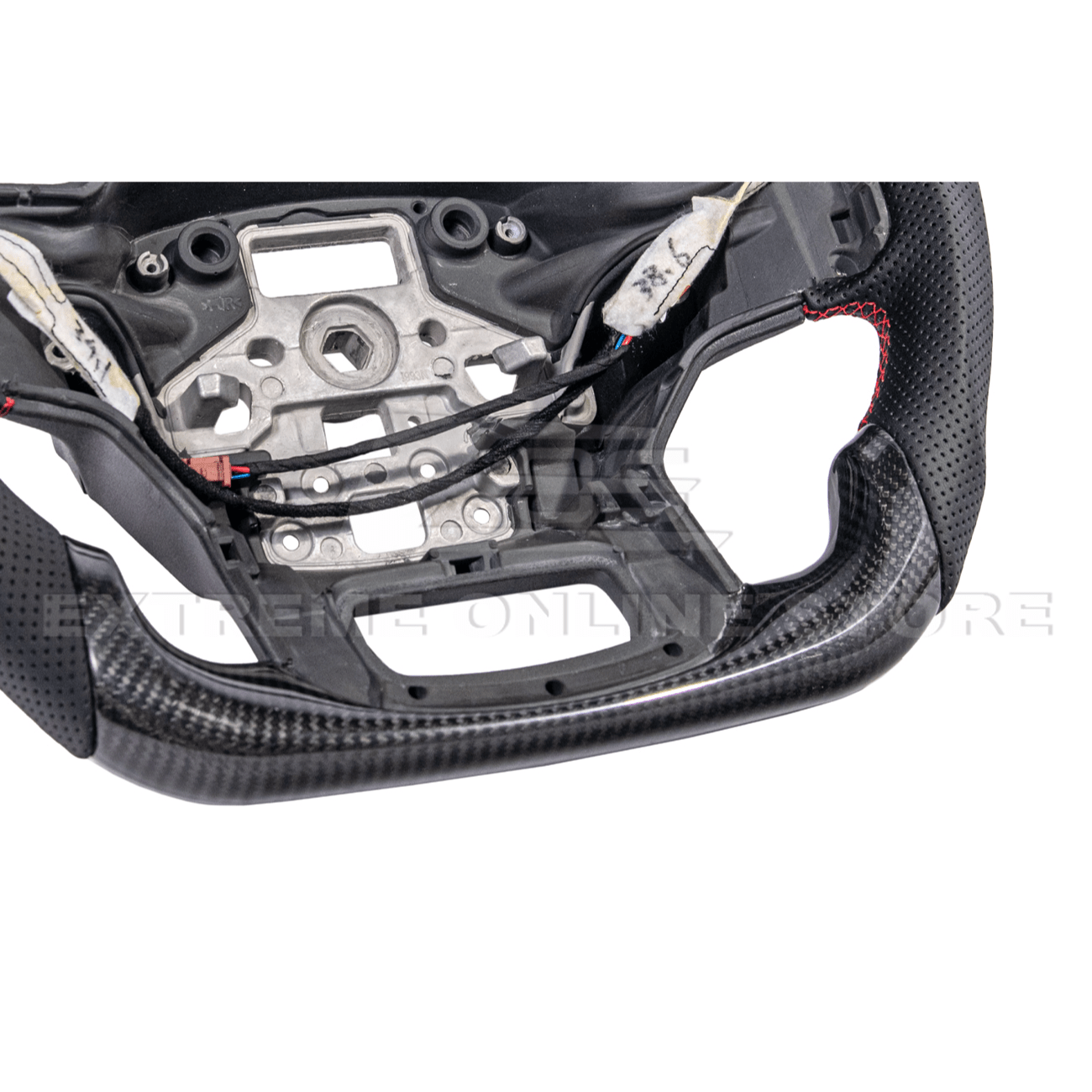 Ford F-150 Carbon Fiber Steering Wheel Perforated Leather Red Stripe 2021-Up