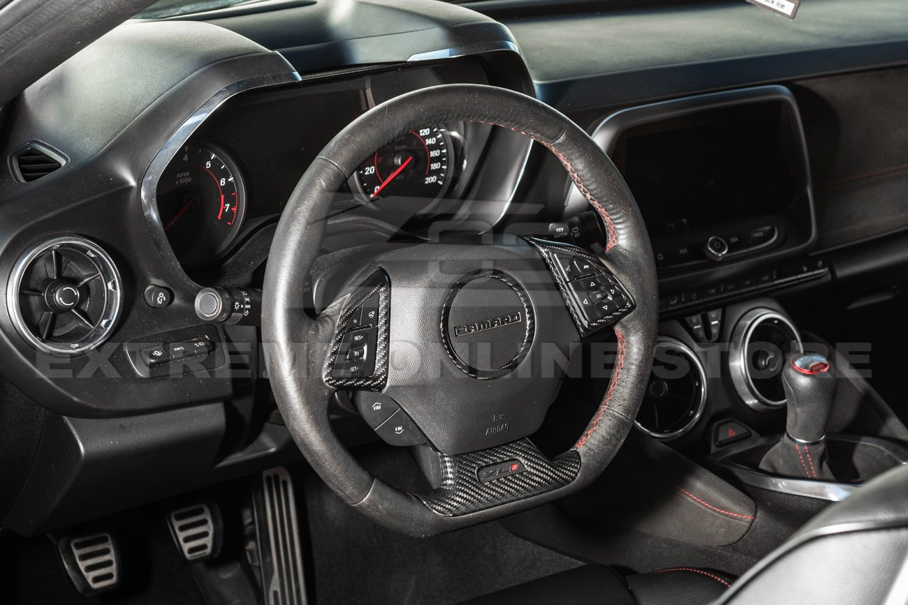 Chevrolet Camaro 6th Gen Factory Style Dry Carbon Fiber Steering Wheel Trim Cover 2016-2024