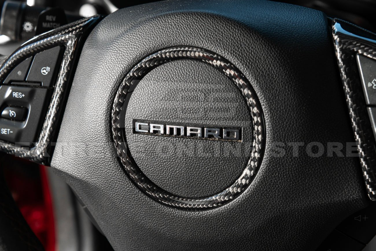 Chevrolet Camaro 6th Gen Factory Style Dry Carbon Fiber Steering Wheel Trim Cover 2016-2024