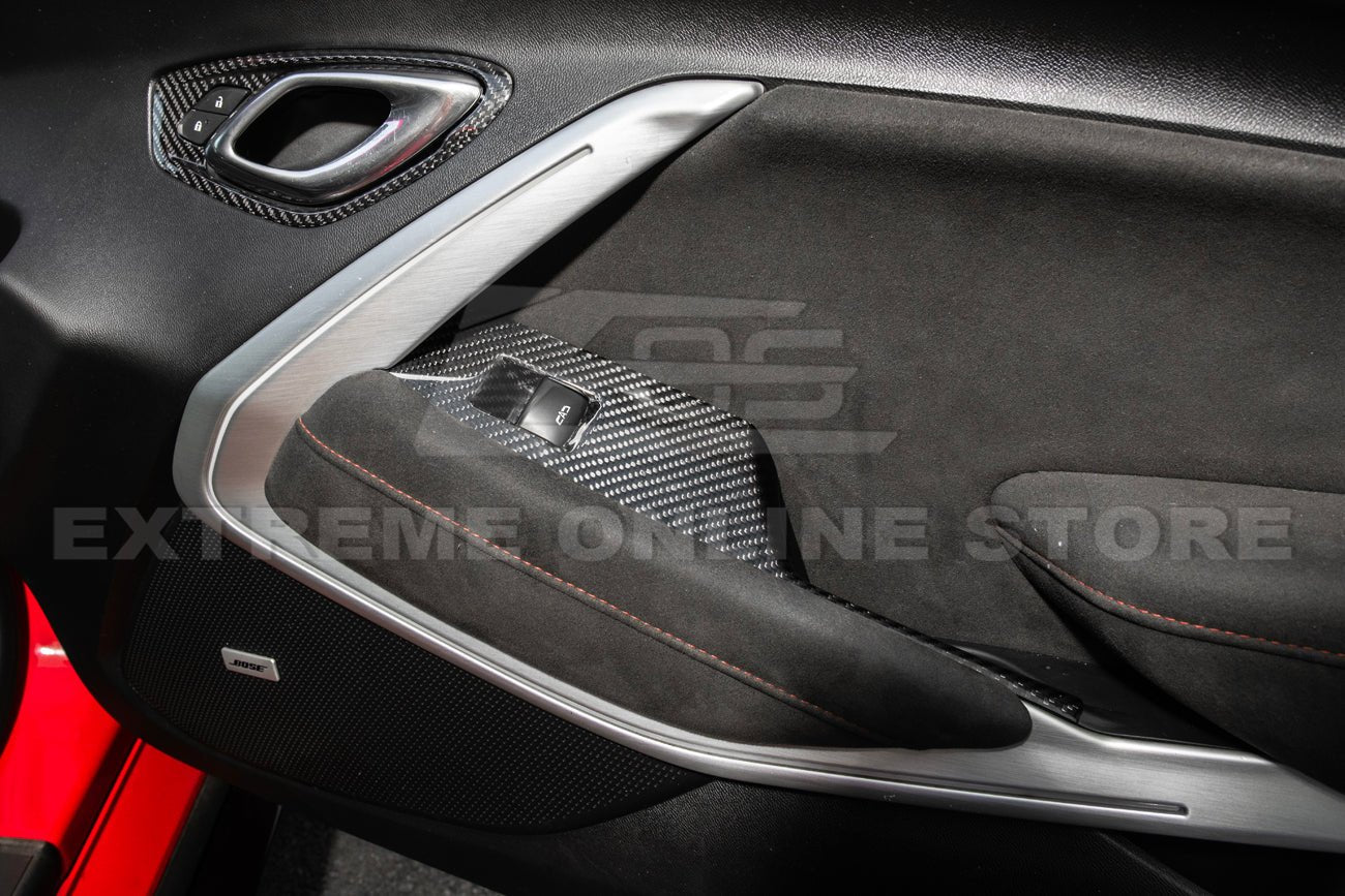 Chevrolet Camaro 6th Gen Factory Style Dry Carbon Fiber Door Glass Lifting Panel Cover 2016-2024