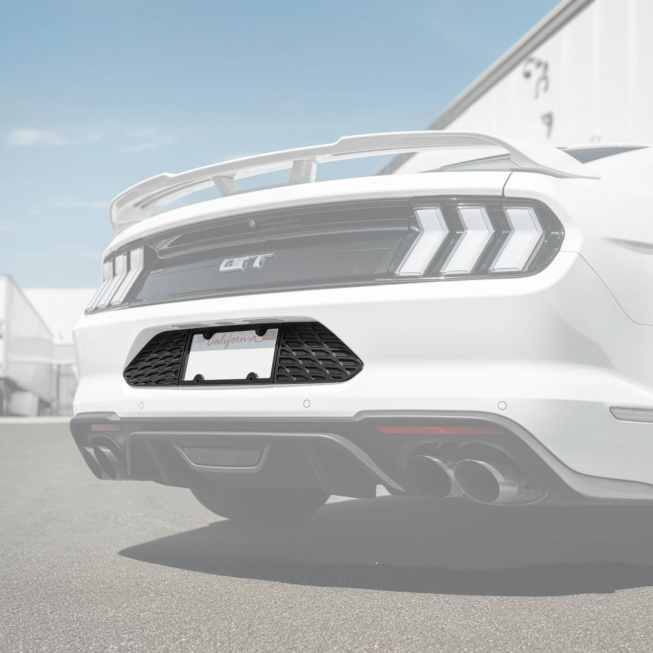 Ford Mustang S550 Matte Black Rear License Plate Frame Trim Cover 2015-2023