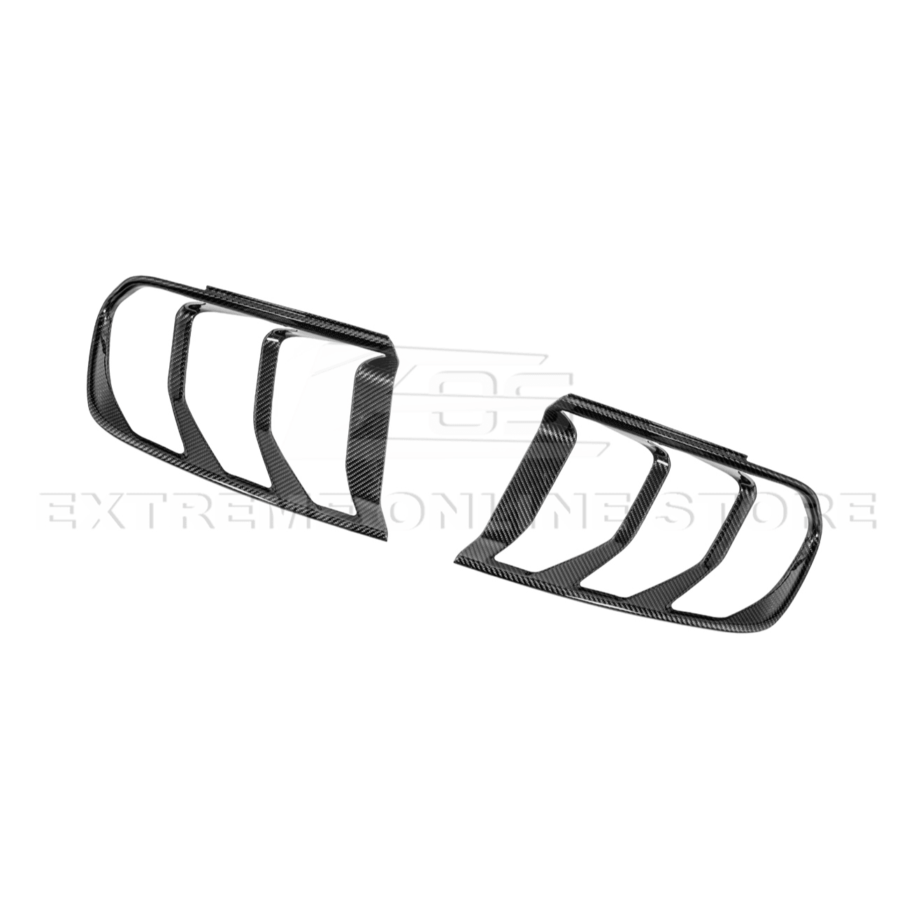 Ford Mustang S550 Dry Carbon Fiber Rear Tail Light Trim Bezel Cover Pair 2018-2023