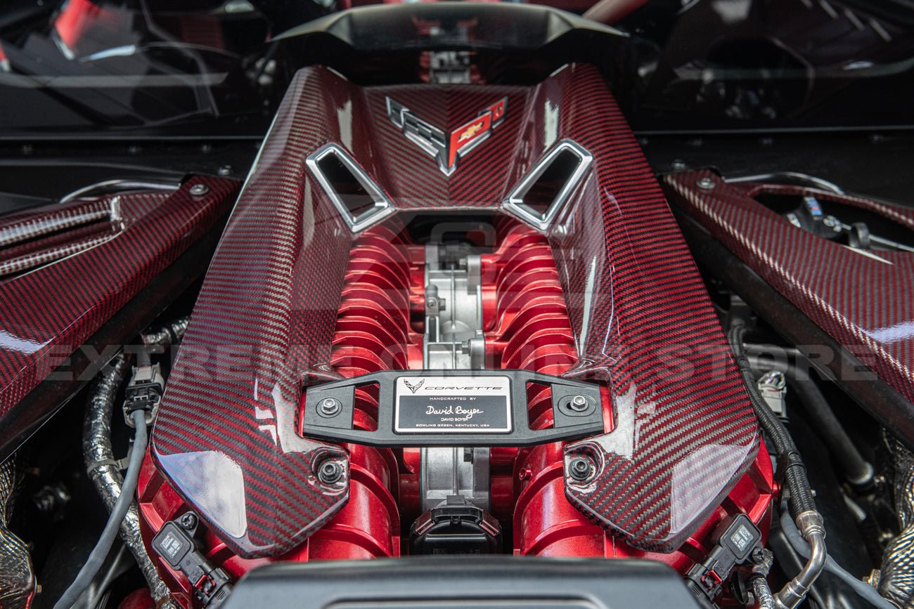 Chevrolet Corvette C8 Z06 Dry Red Carbon Engine Bay Panel Cover Kit 2023-Up