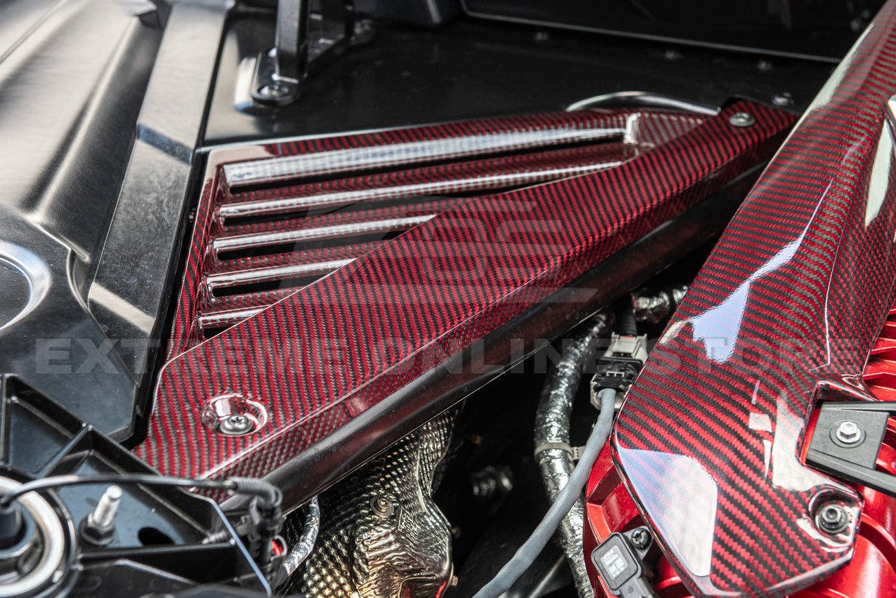 Chevrolet Corvette C8 Z06 Dry Red Carbon Engine Bay Panel Cover Kit 2023-Up