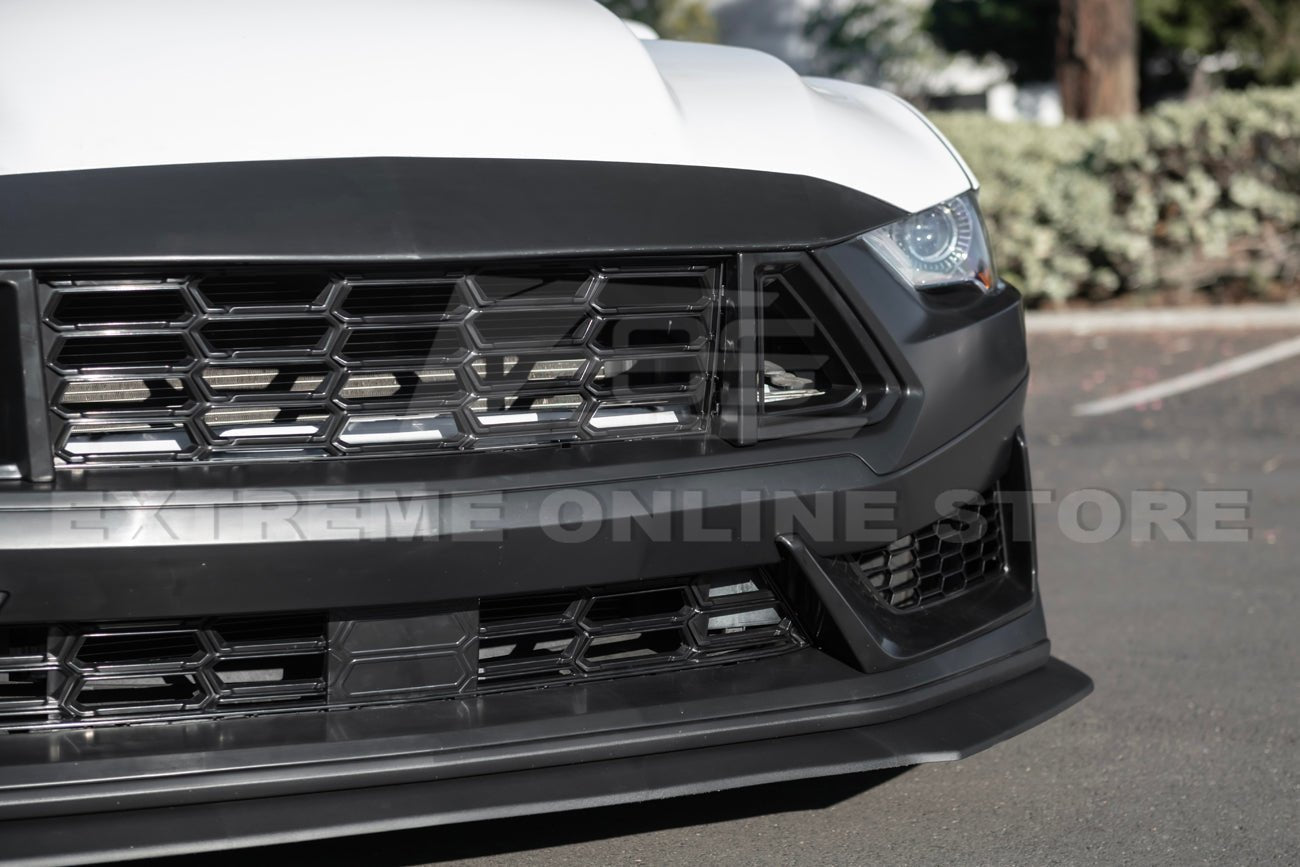 Ford Mustang S550 Dark Horse Style Primed Black Front Upper Lower Grille Lip 2018-2023