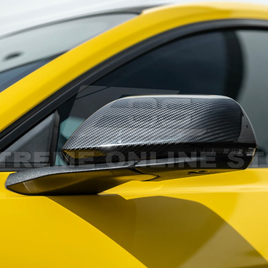 Ford Mustang S550 Factory Style Dry Carbon Fiber Side Mirror Cap Cover Pair 2015-Up