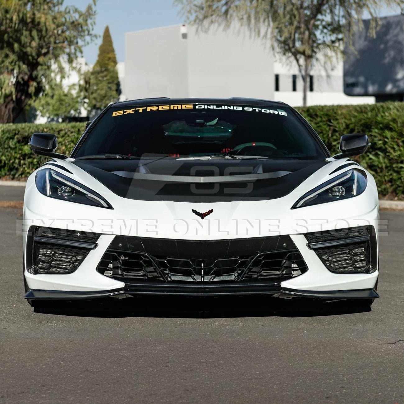 Corvette C8 ZR1 Matte Black Front Bumper Vented Extractor Hood 2020-Up