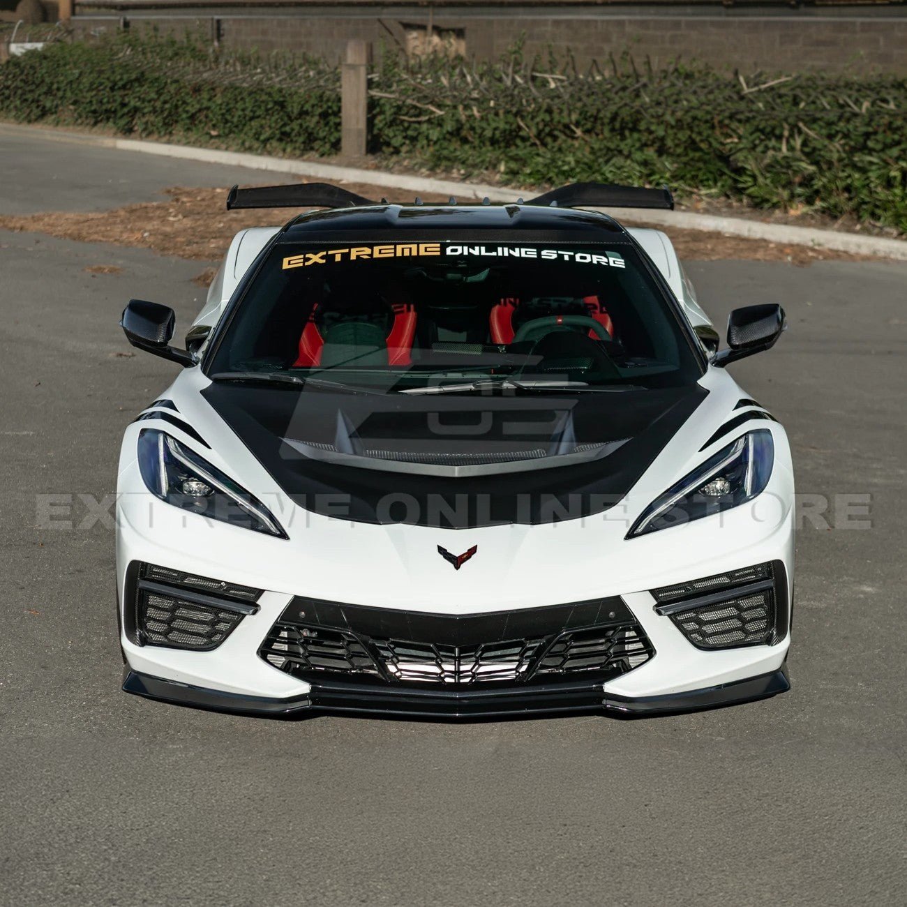 Corvette C8 ZR1 Matte Black Front Bumper Vented Extractor Hood 2020-Up