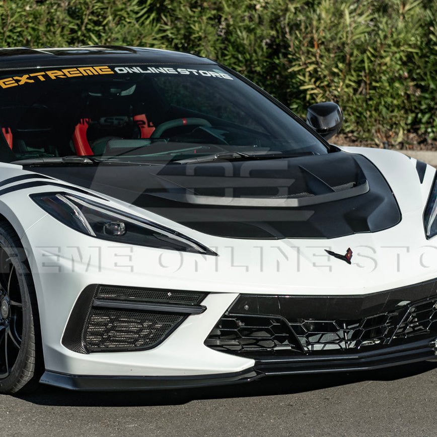 Corvette C8 ZR1 Matte Black Front Bumper Vented Extractor Hood 2020-Up