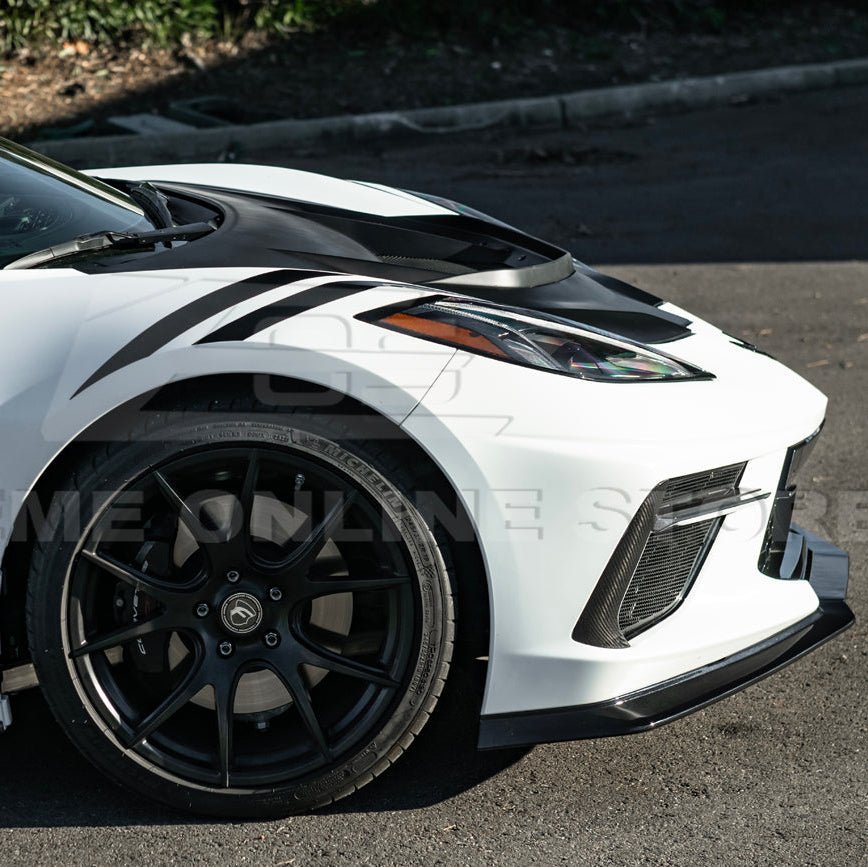 Corvette C8 ZR1 Matte Black Front Bumper Vented Extractor Hood 2020-Up