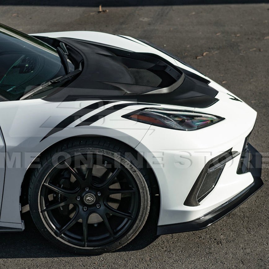 Corvette C8 ZR1 Matte Black Front Bumper Vented Extractor Hood 2020-Up