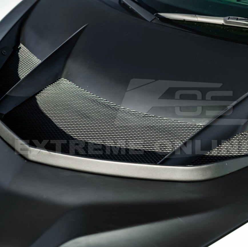 Corvette C8 ZR1 Matte Black Front Bumper Vented Extractor Hood 2020-Up