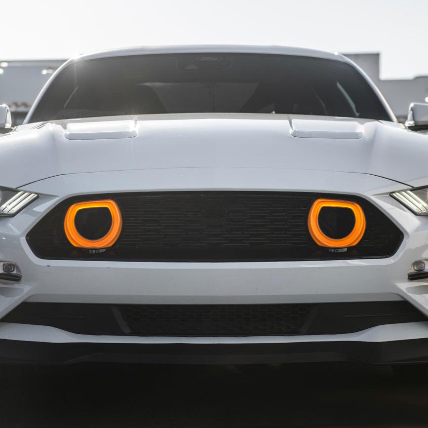 Ford Mustang S550 Mach 1 Style Gloss Black Front DRL LED Grille Cover 2018-2023