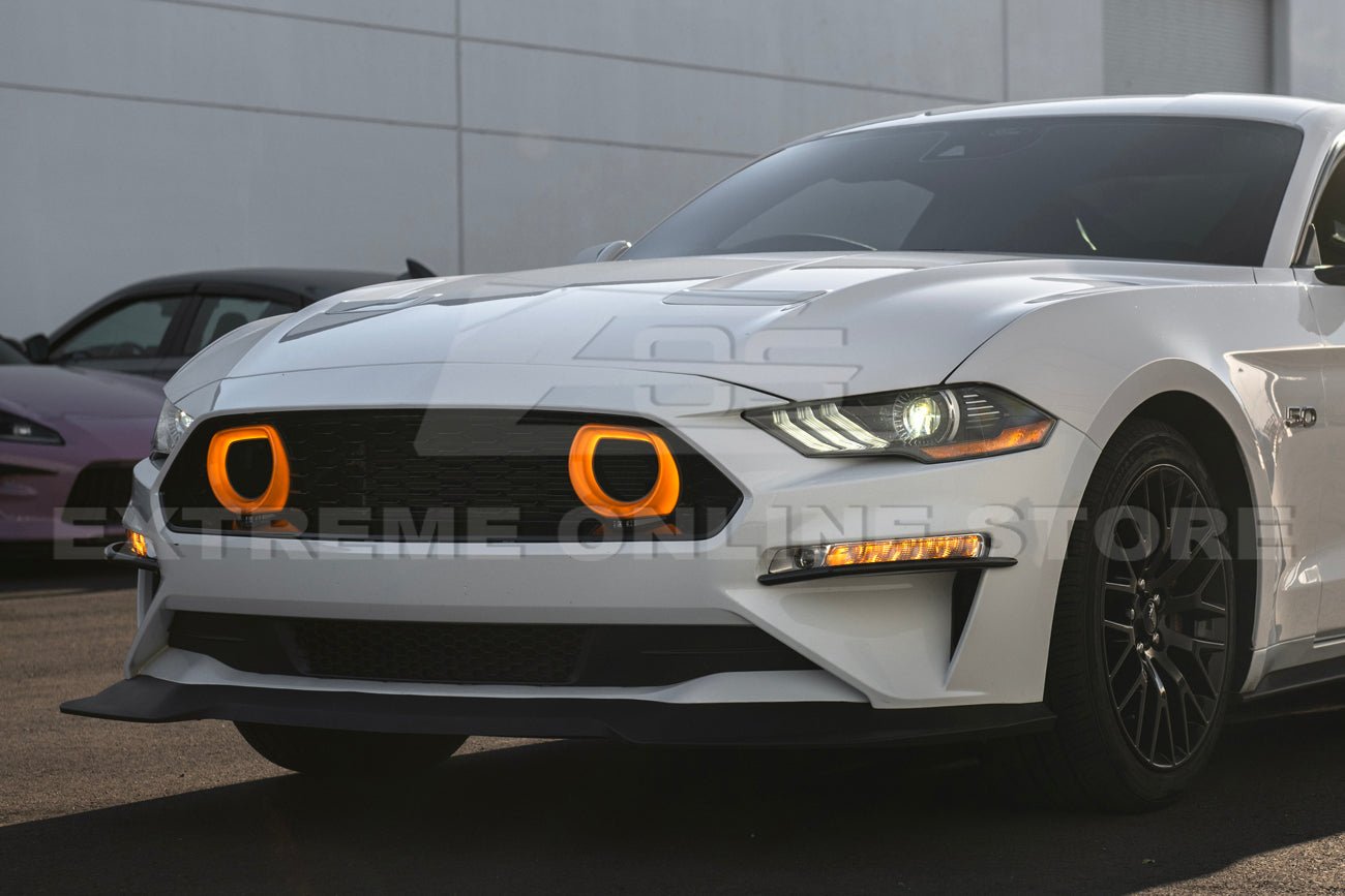 Ford Mustang S550 Mach 1 Style Gloss Black Front DRL LED Grille Cover 2018-2023