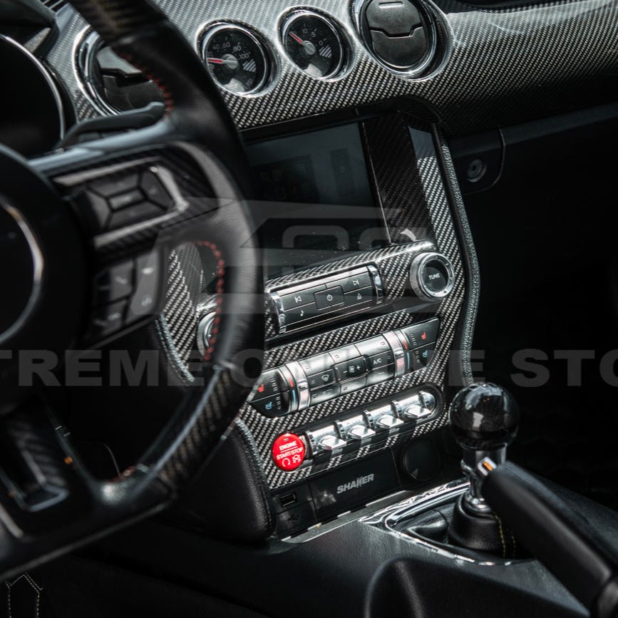 Ford Mustang S550 Factory Style Dry Carbon Fiber Center Console Control Panel Cover 2015-2023
